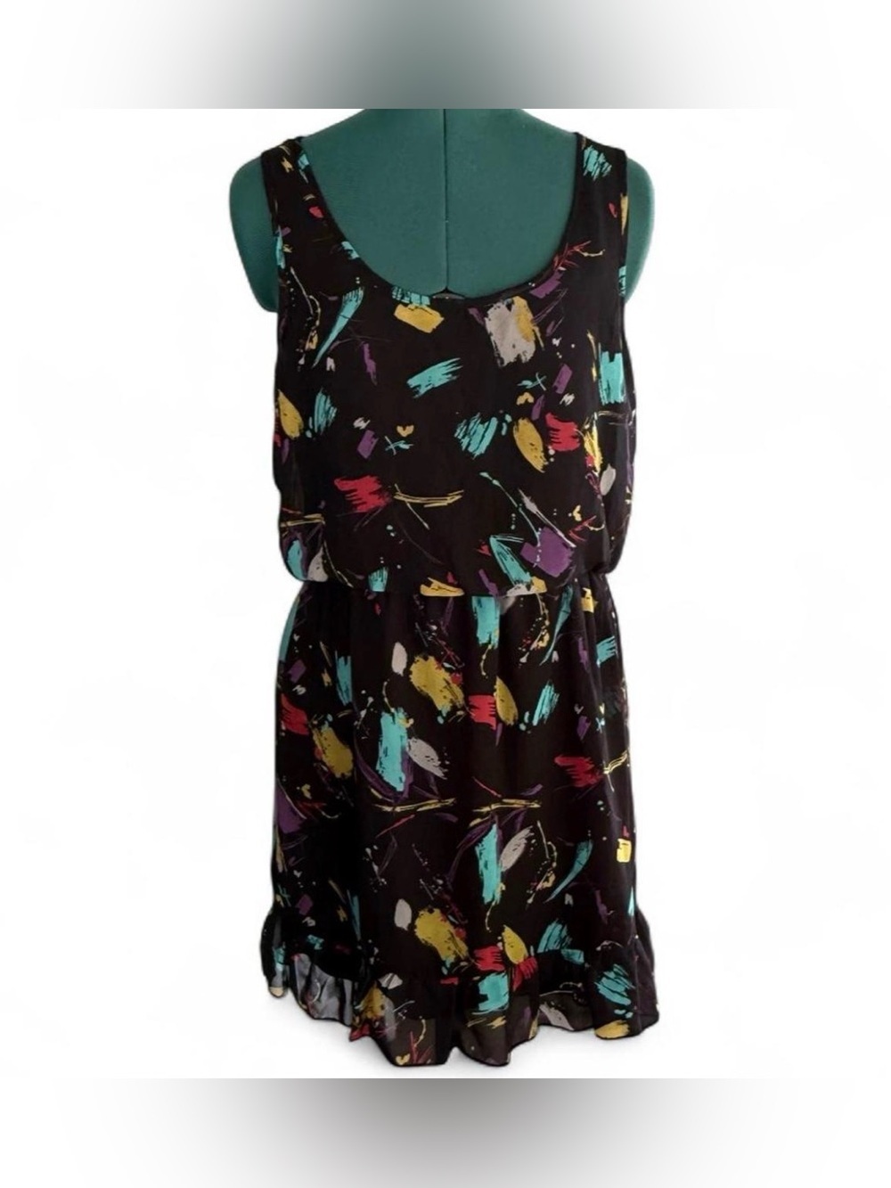 Forever 21 | Dresses | Forever 2 Black Mini Dress With Multicolor Brushstroke Print